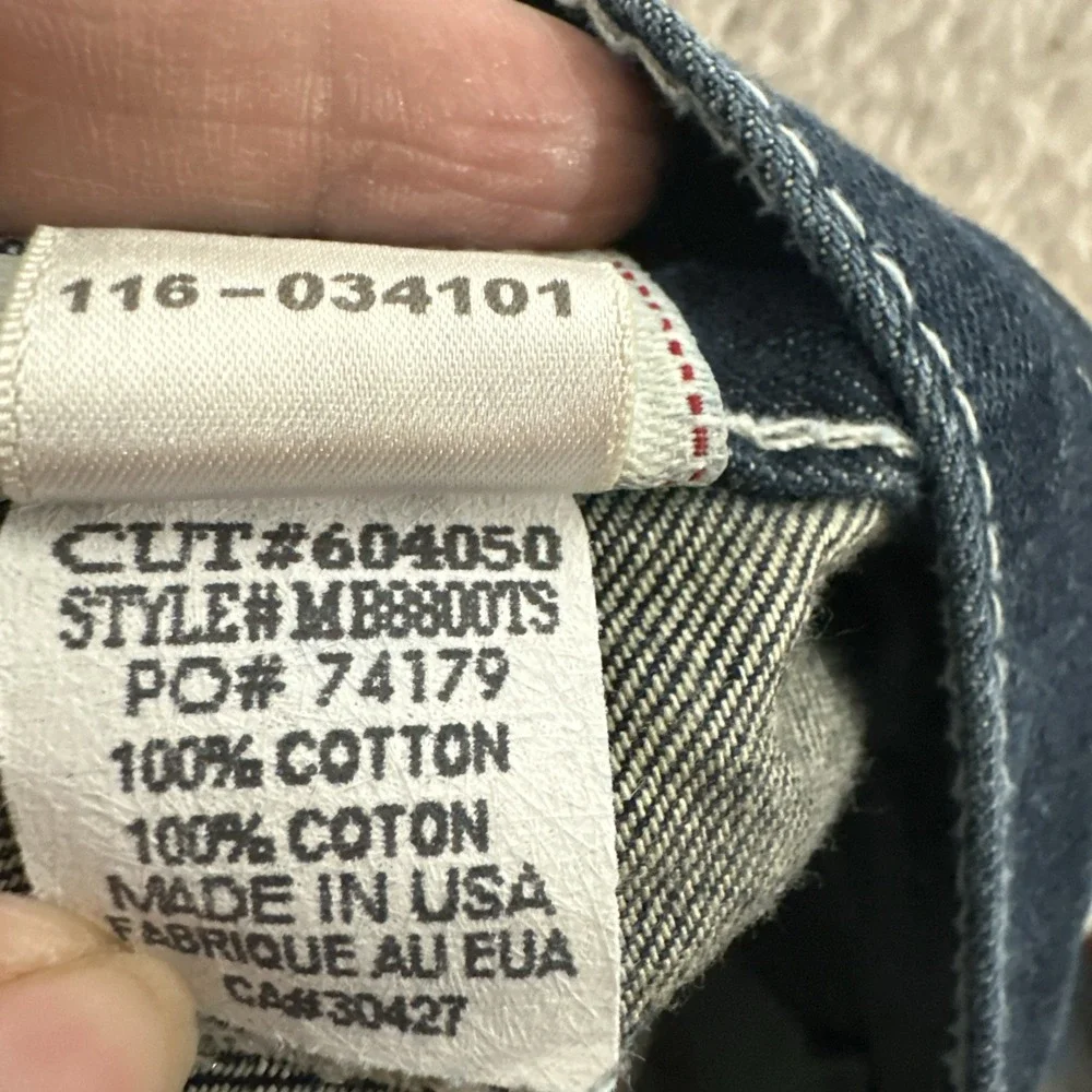 Vintage‎ True Religion Men's Bobby Blue Straight Jeans Size 34 Made In USA
